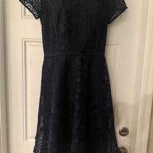 Talbots Navy Blue Eyelet Dress